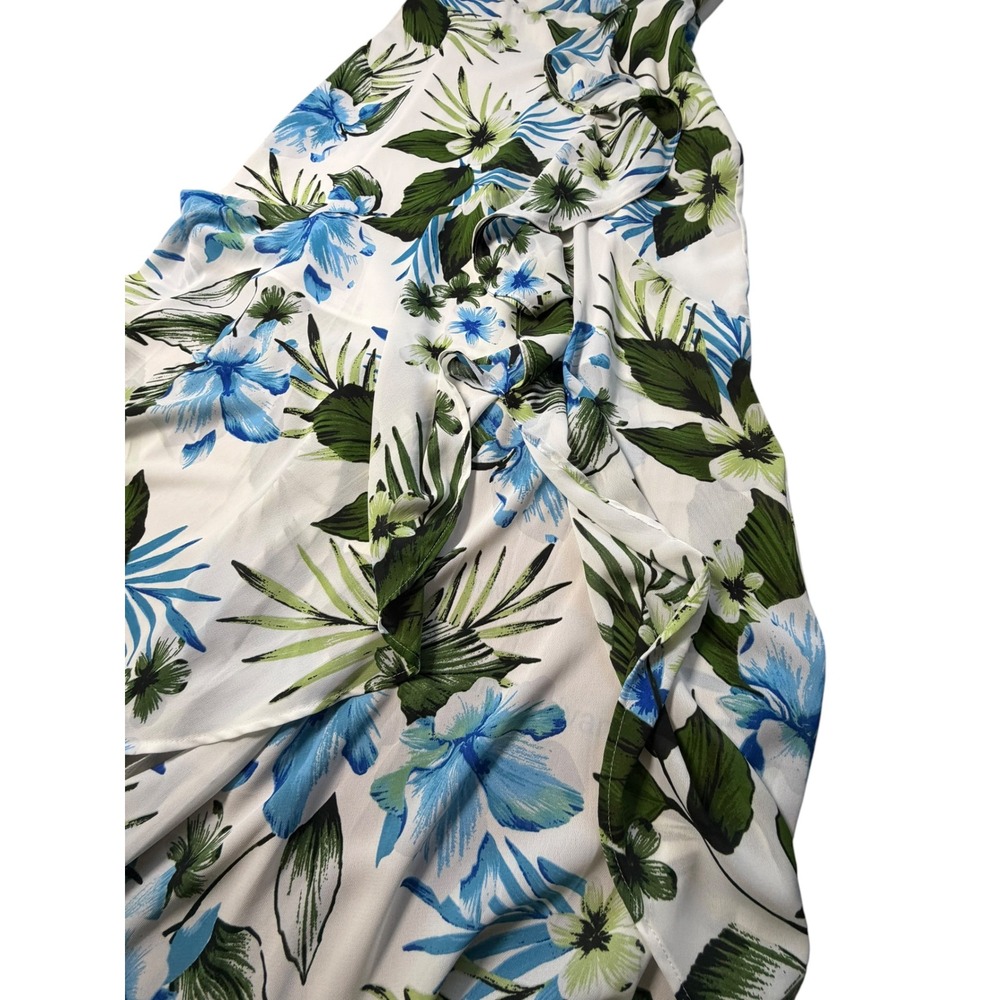 Banana Republic Floral Wrap Maxi Dress Size 0 Petite Coastal Coquette Ruffle - Picture 10 of 10